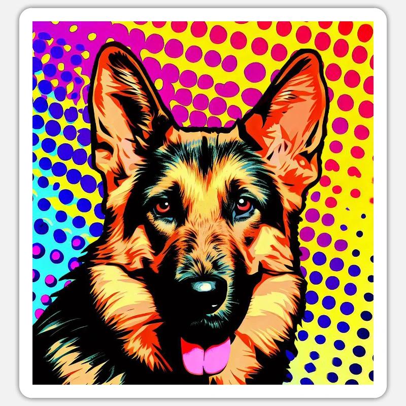 German Shepherd pop art - Sticker size S (10 x 10 cm) - white matte