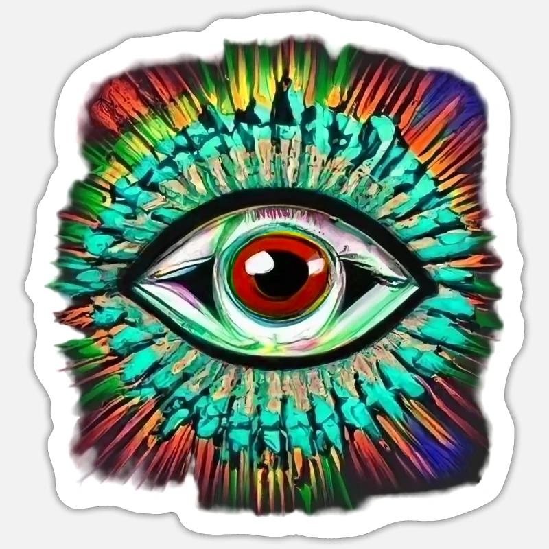 Psychedelisches Auge - Sticker Größe S (10 x 10 cm) - Mattweiß