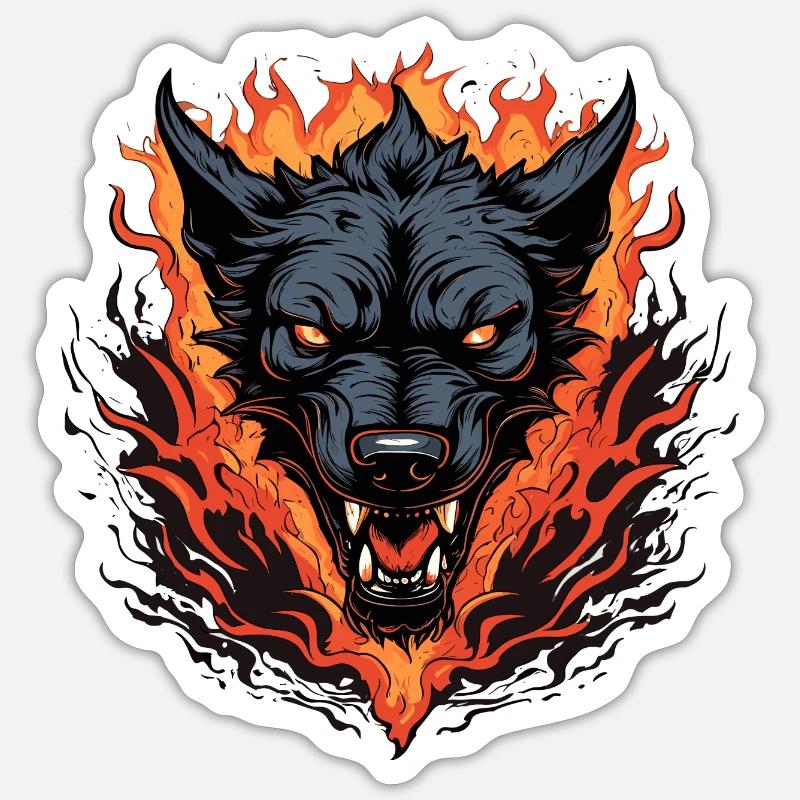 Höllenhund - Sticker Größe S (10 x 10 cm) - Mattweiß