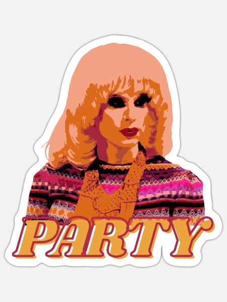 Katya Drag Queen Party Look – Pop Art Stil - Sticker Größe S (10 x 10 cm) - Mattweiß