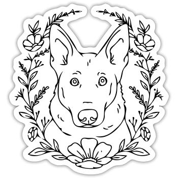 fleurs de chien des patrons - Sticker taille S (10 x 10 cm) - blanc mat - Devant