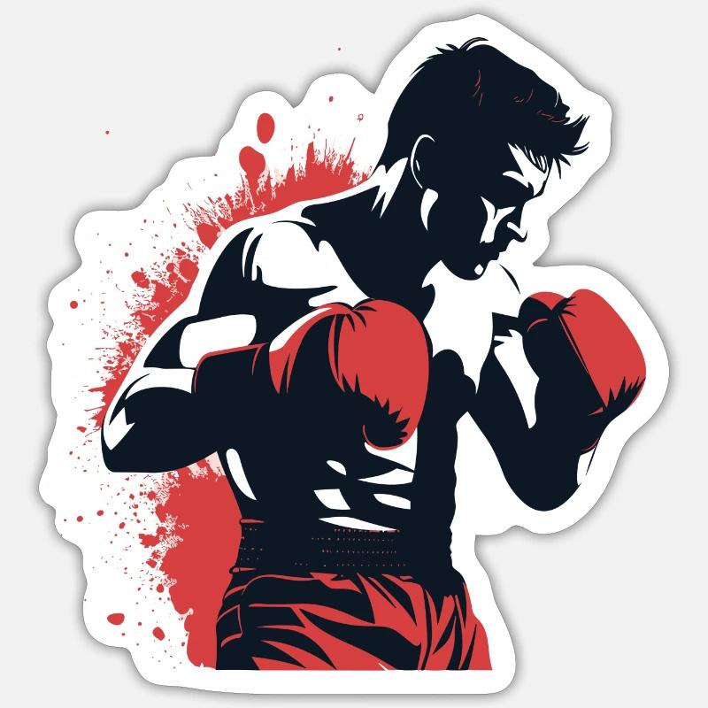 der Boxer in Rot - Sticker Größe S (10 x 10 cm) - Mattweiß