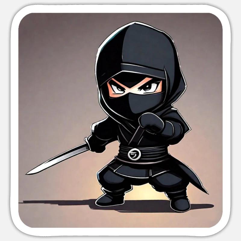 Mignon petit ninja avec épée katana Sticker taille S (10 x 10 cm)