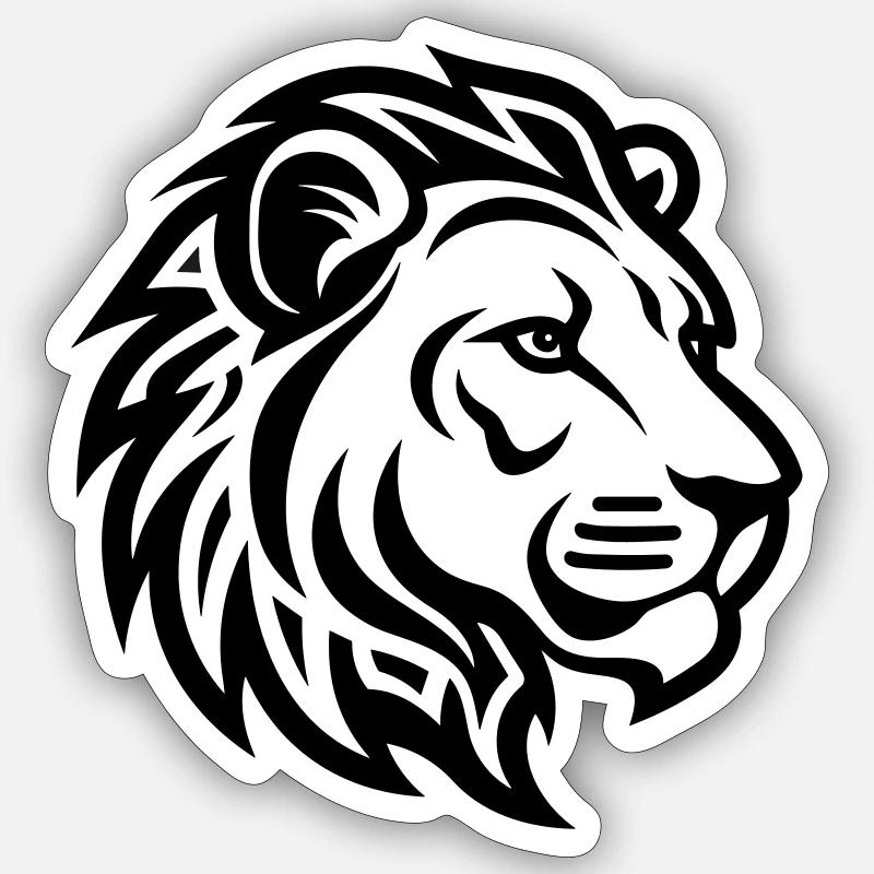Tête de lion - Sticker taille S (10 x 10 cm) - blanc mat