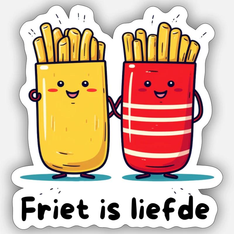 Friet is liefde - Sticker taille S (10 x 10 cm) - blanc mat