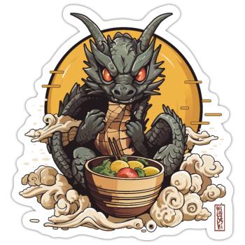 Dragon noodles - Sticker Größe S (10 x 10 cm) - Mattweiß - Vorne