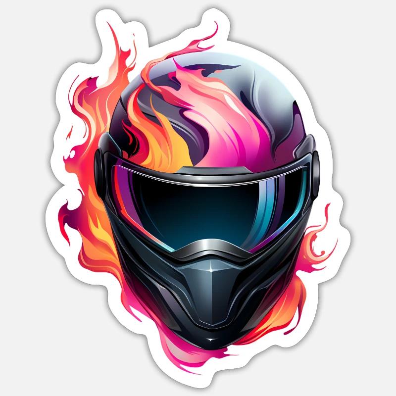 Burning Race Helmet Sticker Größe S (10 x 10 cm)