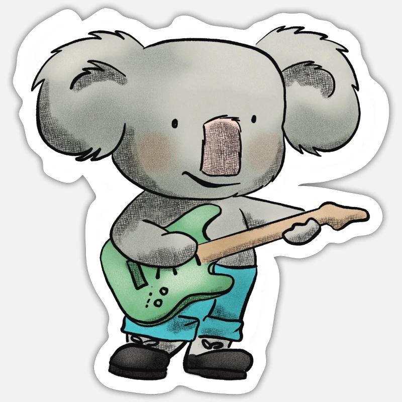 Rock Koala mit Gitarre Sticker Größe S (10 x 10 cm)