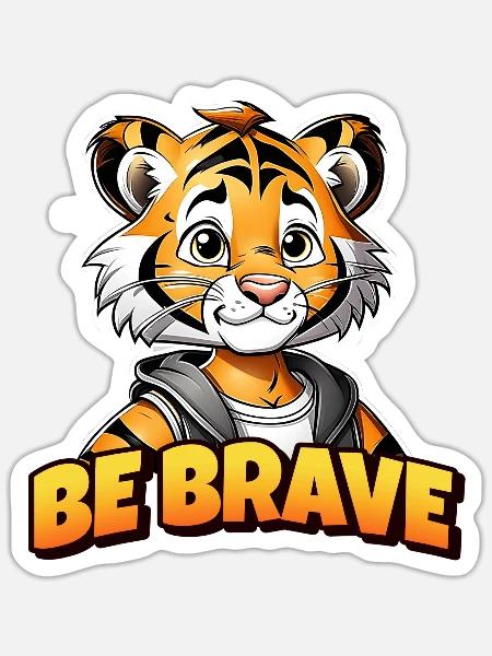 Tiger Löwe für Junge Mädchen Kind Teen Motivation - Sticker Größe S (10 x 10 cm) - Mattweiß