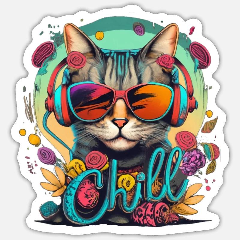 Chat réfrigéré Sticker taille S (10 x 10 cm)