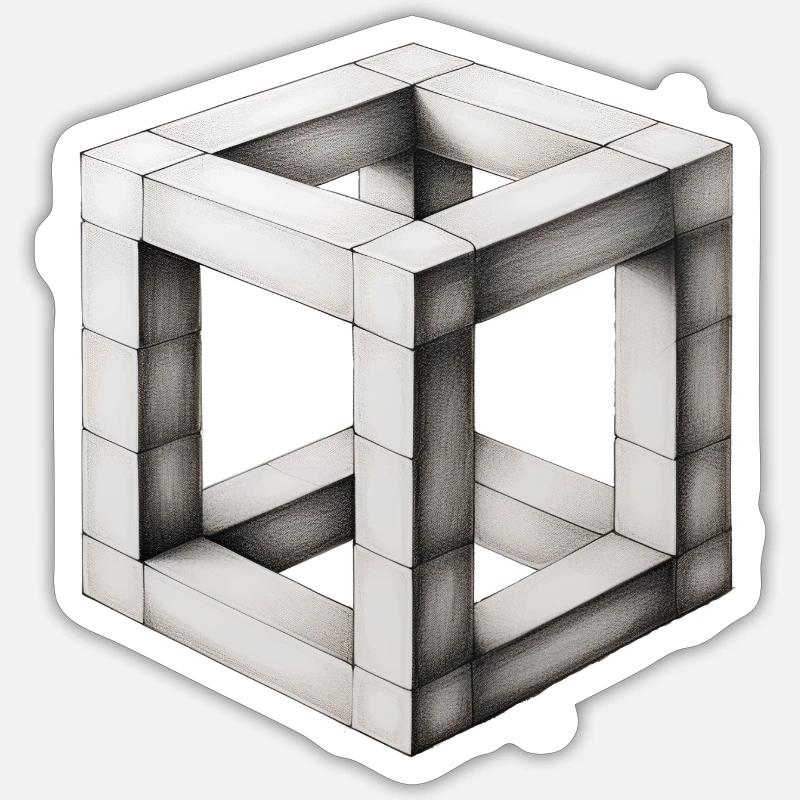 Cubes en bois - Sticker taille S (10 x 10 cm) - blanc mat
