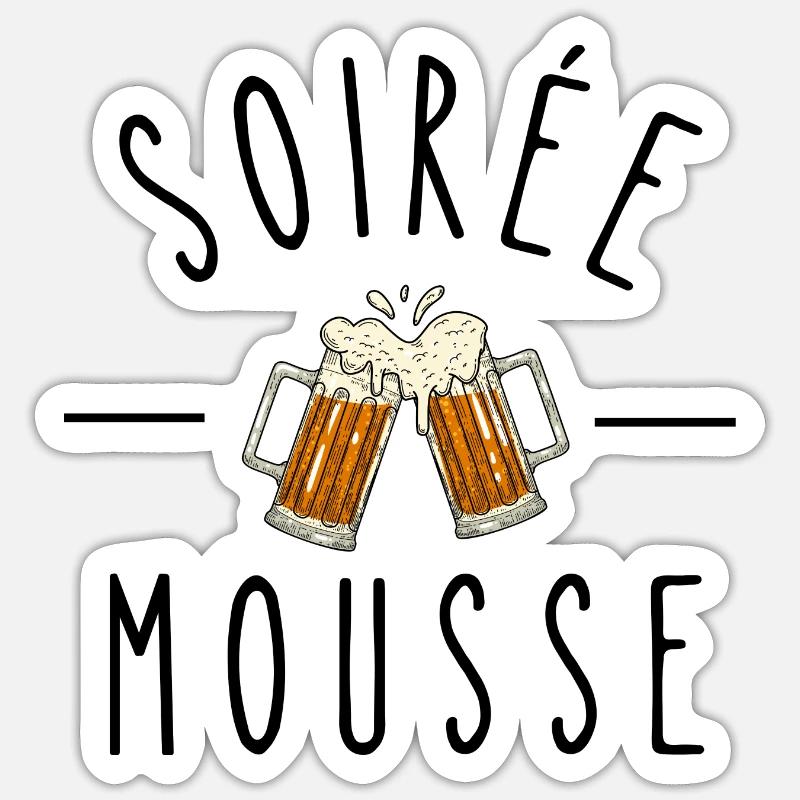 soirée mousse - Sticker taille S (10 x 10 cm) - blanc mat