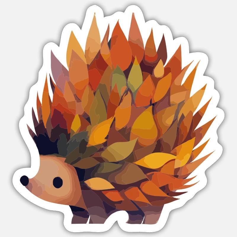 Hérisson d’automne à partir de feuilles Sticker taille S (10 x 10 cm)