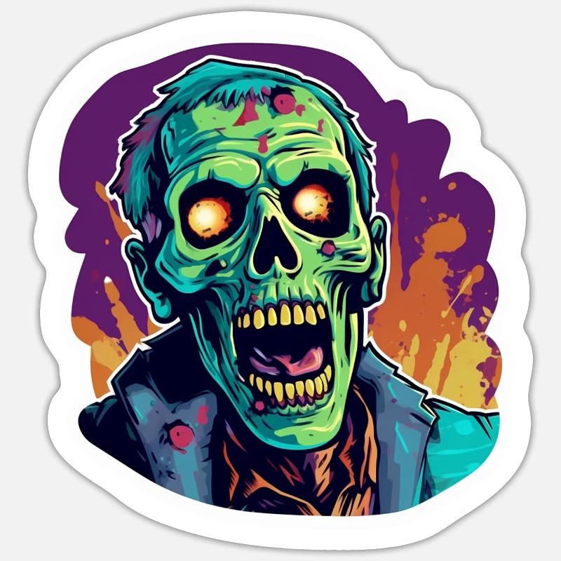 Zombi - Sticker taille S (10 x 10 cm) - blanc mat