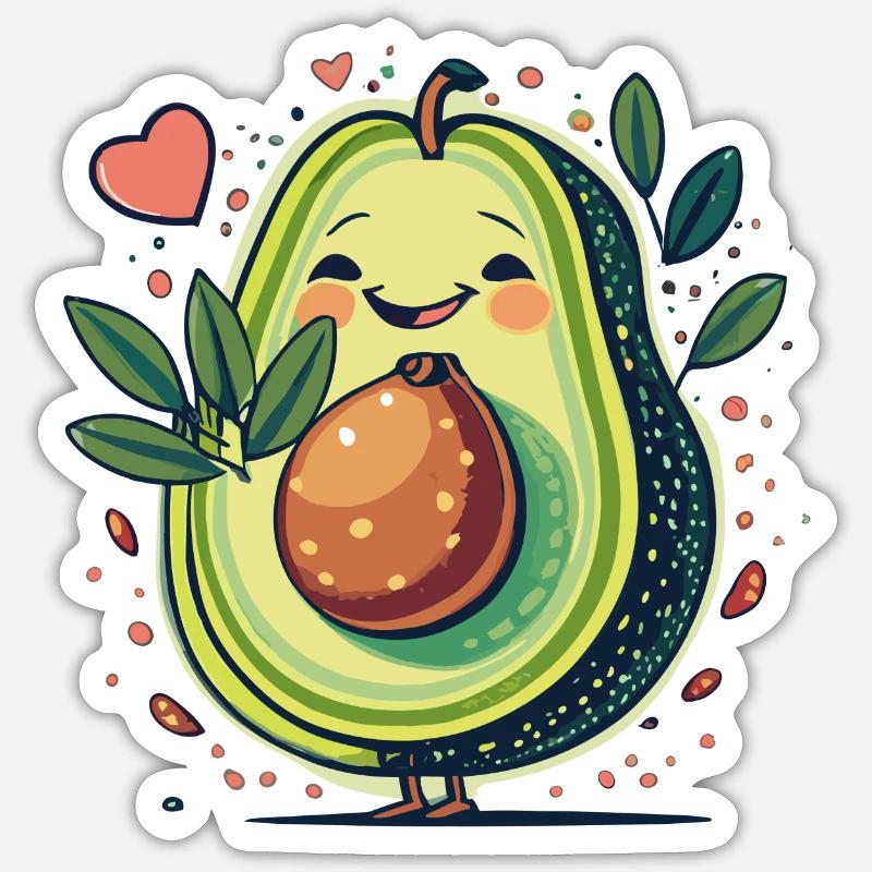 Avocado - Sticker Größe S (10 x 10 cm) - Mattweiß