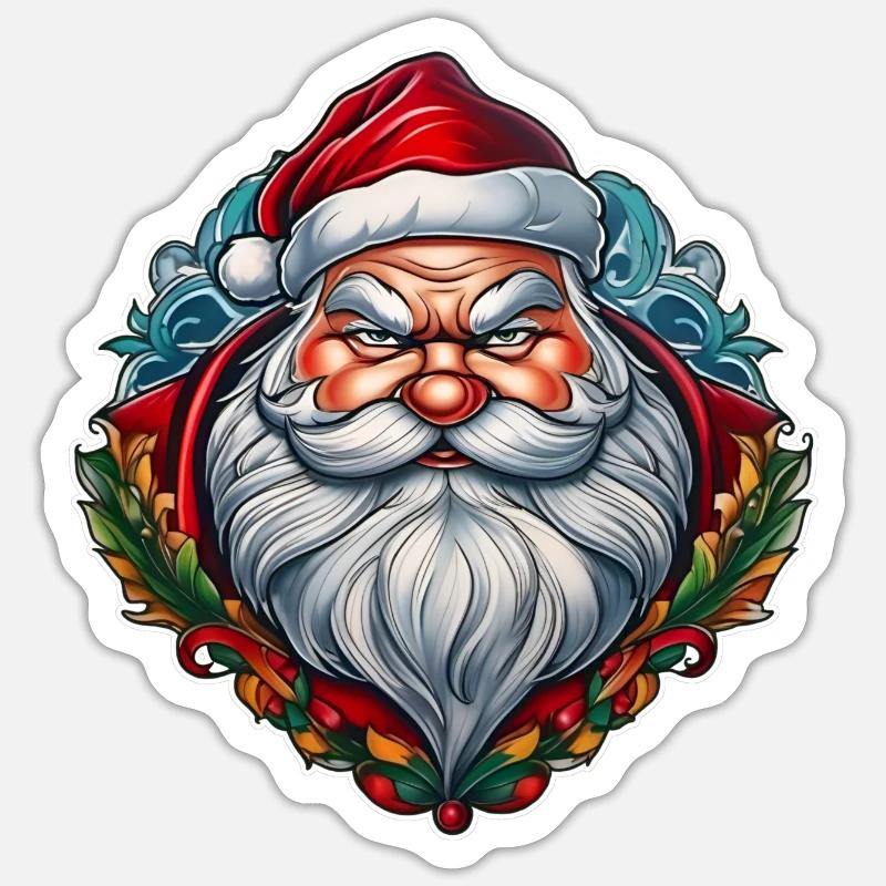 Grimmiger Weihnachsmann Sticker Größe S (10 x 10 cm)