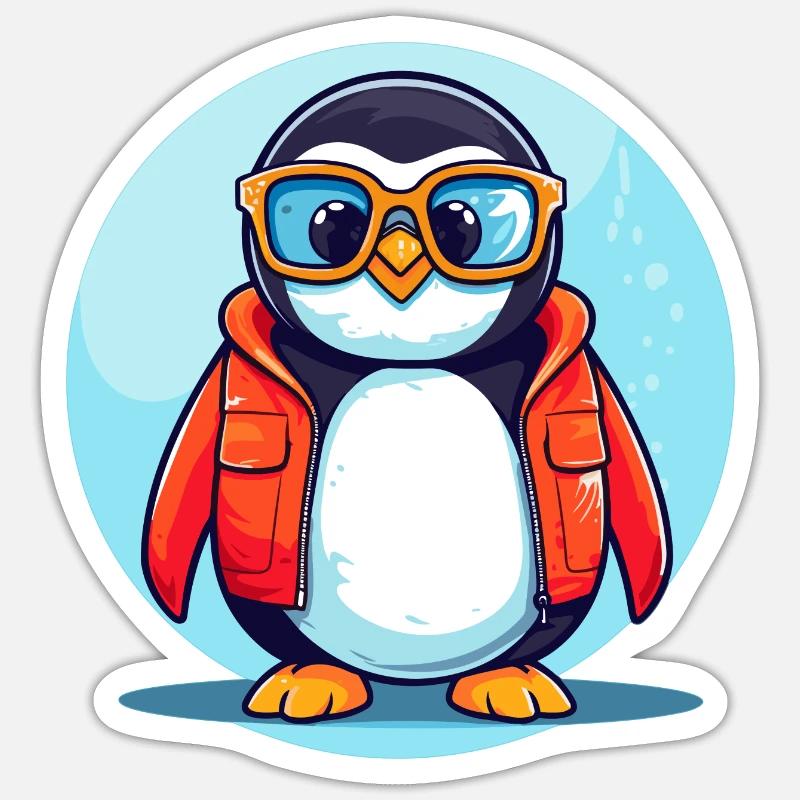 Penguin with glasses Sticker size S (10 x 10 cm)