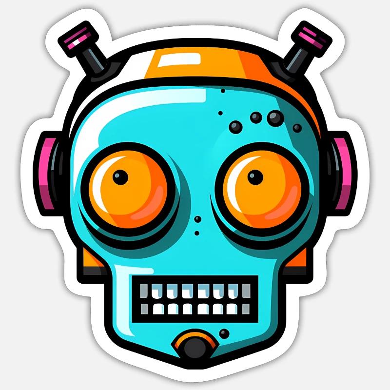 Cute Halloween Robot - Sticker size S (10 x 10 cm) - white matte