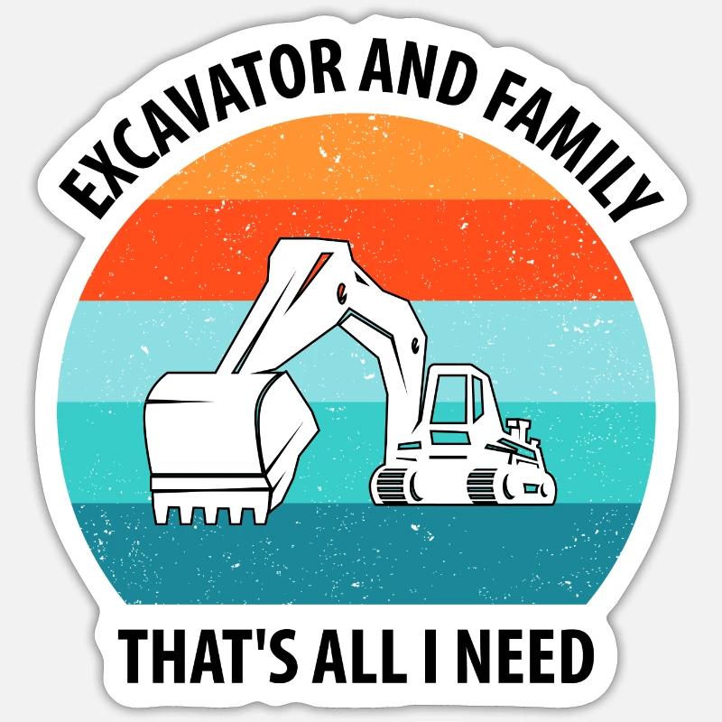Bagger Baggerfahrer Baggerwagen - Sticker Größe S (10 x 10 cm) - Mattweiß