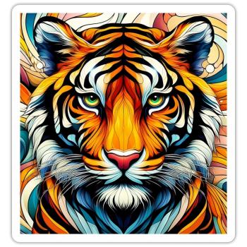 Tiger - Sticker size S (10 x 10 cm) - white matte - Front