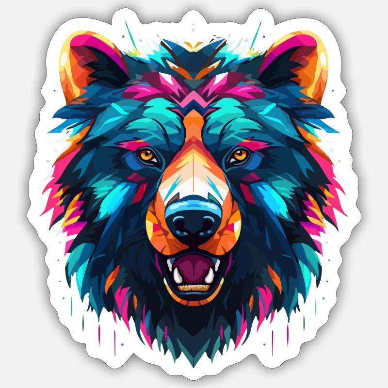 Bunter Bär 3 - Sticker Größe S (10 x 10 cm) - Mattweiß