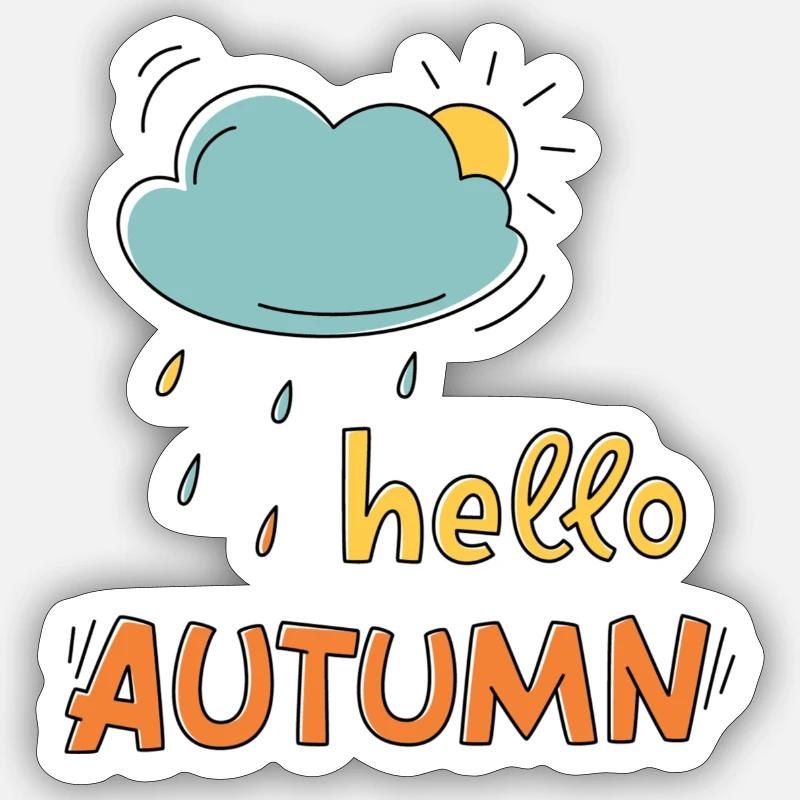 hello autumn - Sticker taille S (10 x 10 cm) - blanc mat