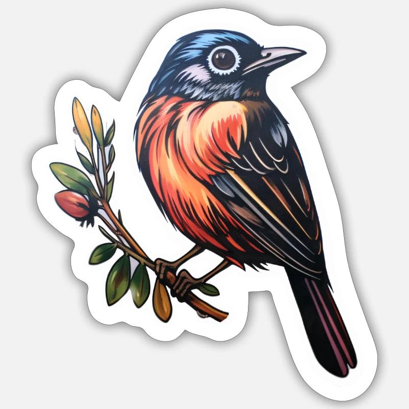 Oiseau - Sticker taille S (10 x 10 cm) - blanc mat