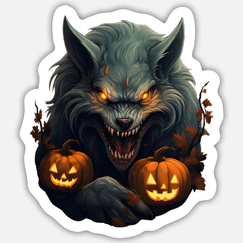 Werwolf Halloween - Sticker Größe S (10 x 10 cm) - Mattweiß