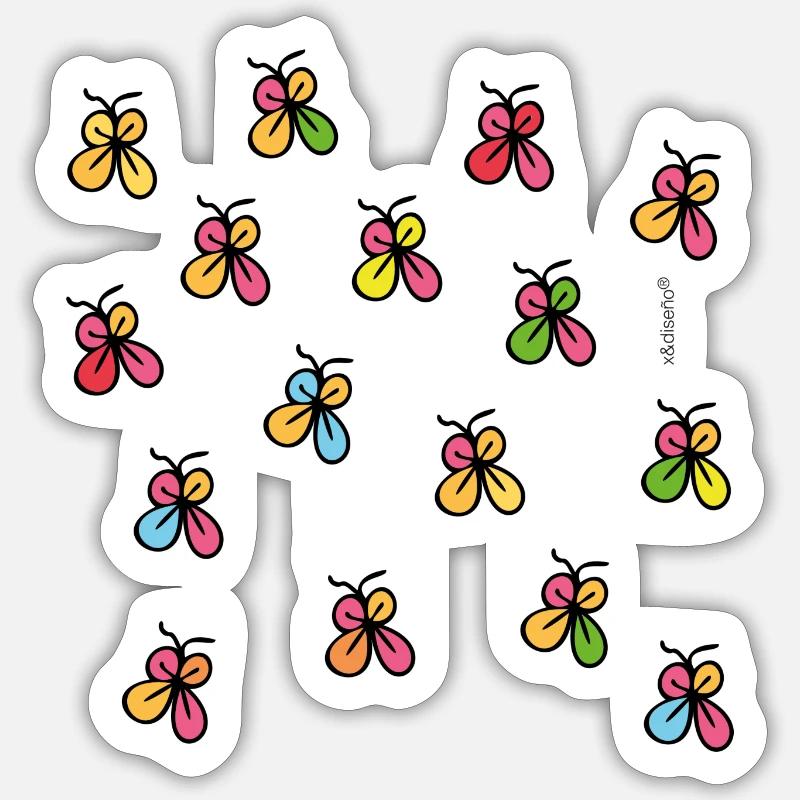 Neonschmetterlinge in schwarzer Silhouette - Sticker Größe S (10 x 10 cm) - Mattweiß