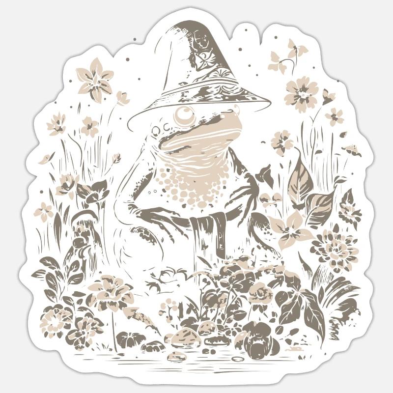 Frosch Zauberer - Sticker Größe S (10 x 10 cm) - Mattweiß