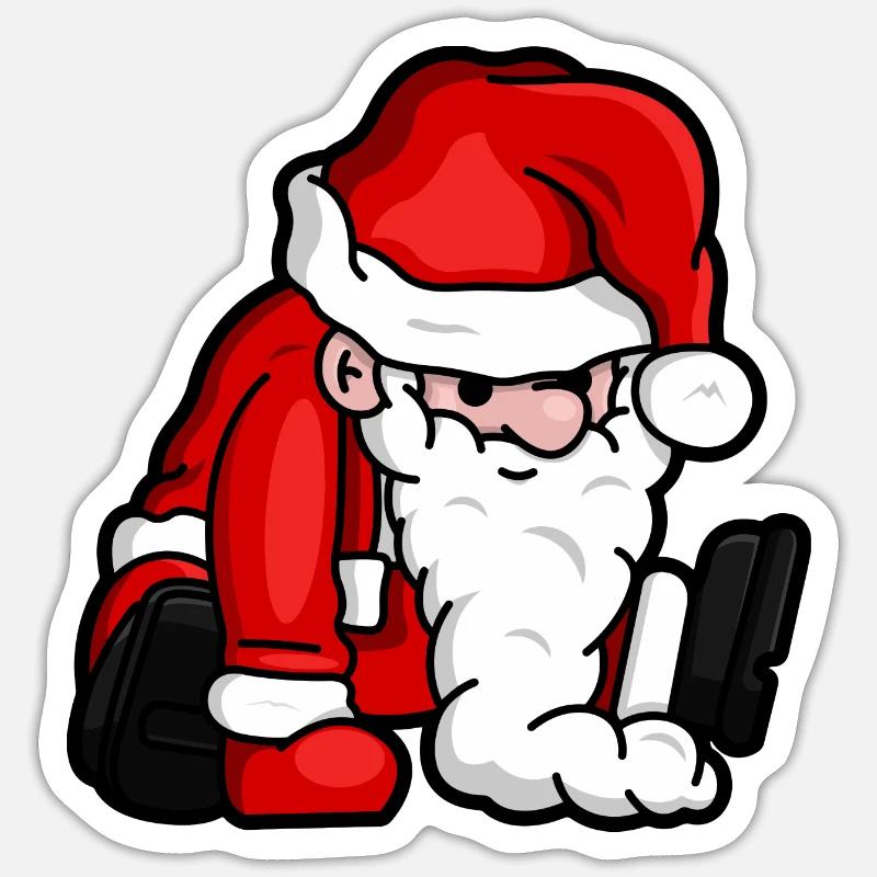 Sitting Santa Puppet - Sticker size S (10 x 10 cm) - white matte
