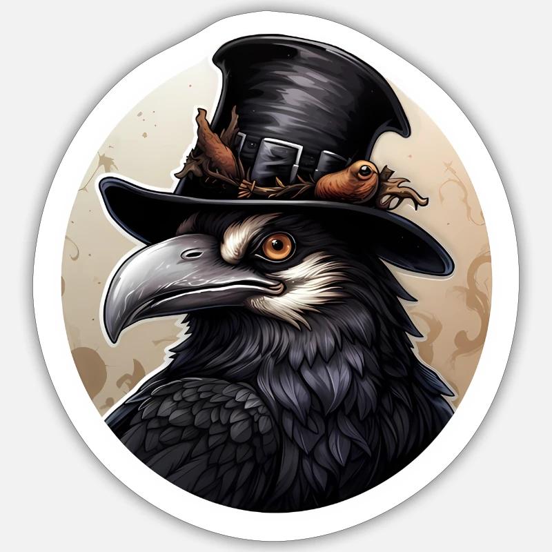 Oiseau avec chapeau Halloween - Sticker taille S (10 x 10 cm) - blanc mat