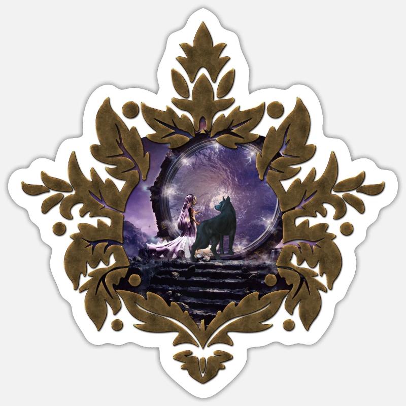 Eine Fee und ein dunkler Wolf Sticker Größe S (10 x 10 cm)