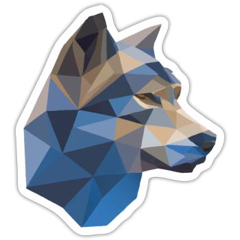 Wilder Wolf Polygon Wilde Tier Wandern Natur Seele - Sticker Größe S (10 x 10 cm) - Mattweiß - Vorne