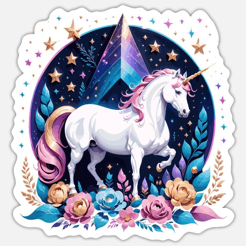 Licorne - Sticker taille S (10 x 10 cm) - blanc mat