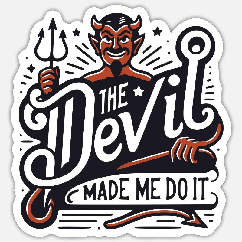 The Devil Made Me Do It - 50's Tattoo Psychobilly Sticker size S (10 x 10 cm)
