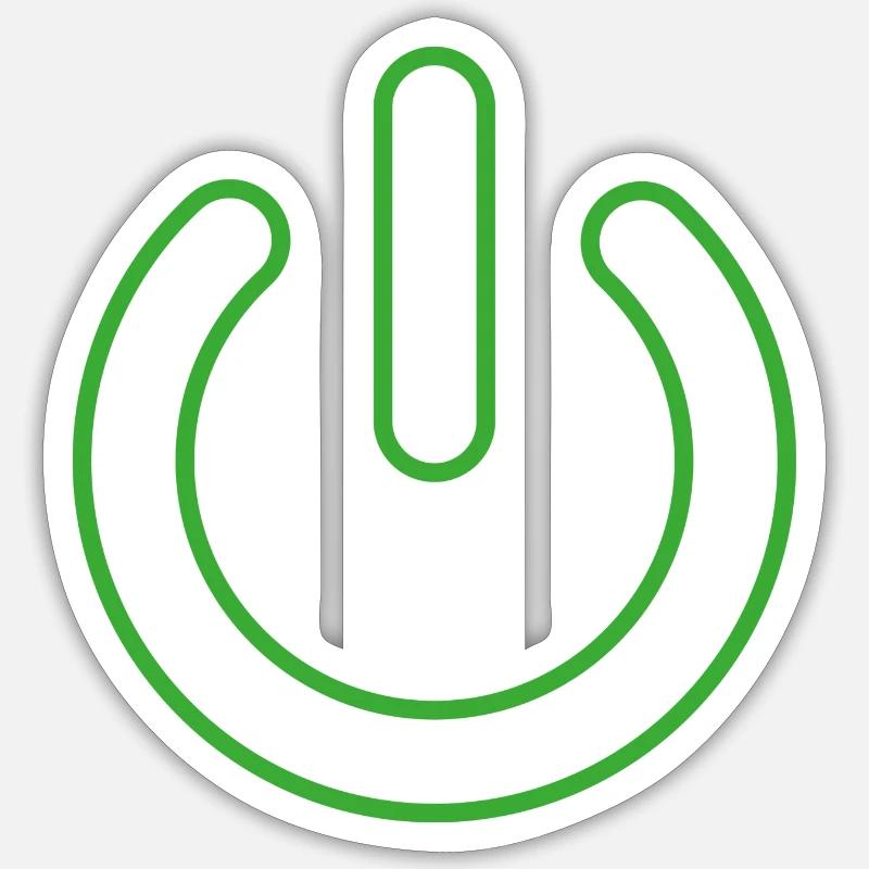 Powebutton vert - Sticker taille S (10 x 10 cm) - blanc mat