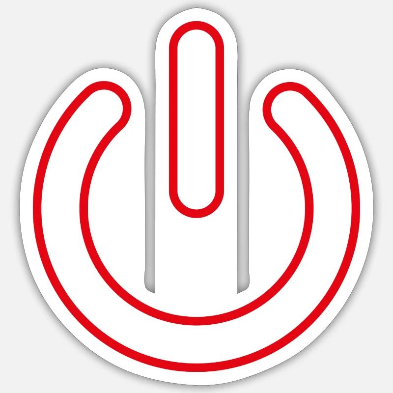 roter Powerbutton - Sticker Größe S (10 x 10 cm) - Mattweiß