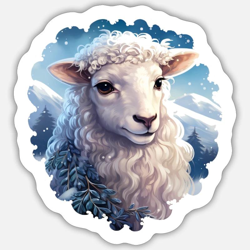Weihnachtslamm Sticker Größe S (10 x 10 cm)