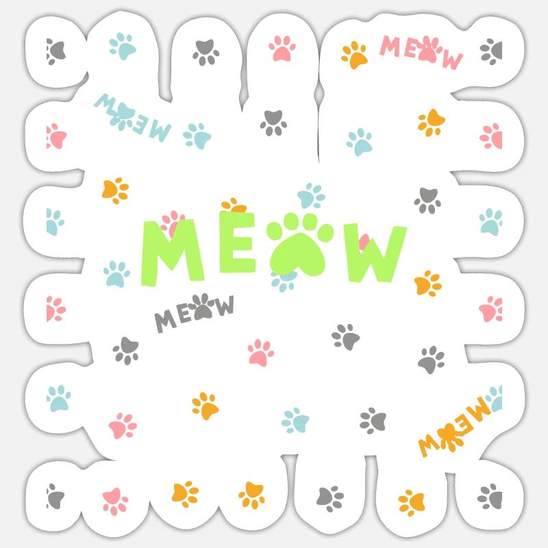 Meow color paws pattern Sticker size S (10 x 10 cm)