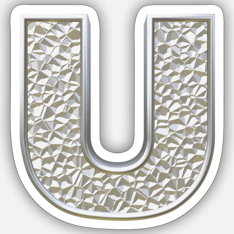 U, letter, initial, monogram, - Sticker Größe S (10 x 10 cm) - Mattweiß