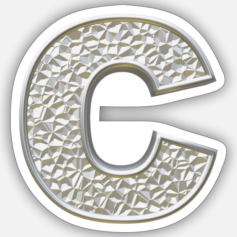 C, letter, letter C, initial, initial C, monogram, - Sticker Größe S (10 x 10 cm) - Mattweiß