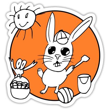 Fröhlicher und lustiger RDL-Hase - Sticker Größe S (10 x 10 cm) - Mattweiß - Vorne