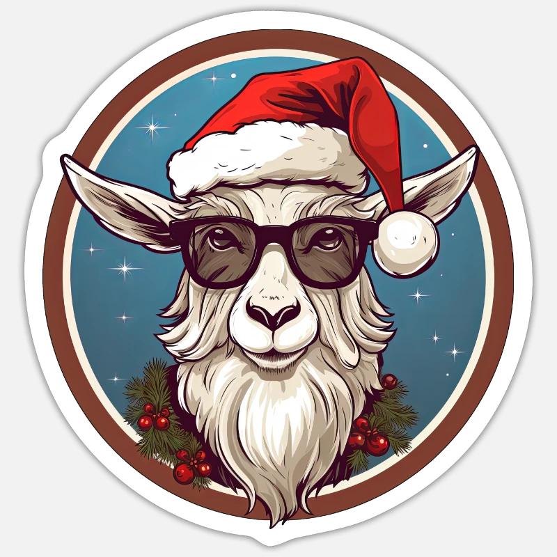 Noël de chèvre - Sticker taille S (10 x 10 cm) - blanc mat