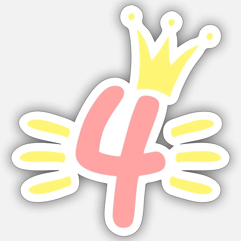 Couronne du 4e anniversaire - Sticker taille S (10 x 10 cm) - blanc mat