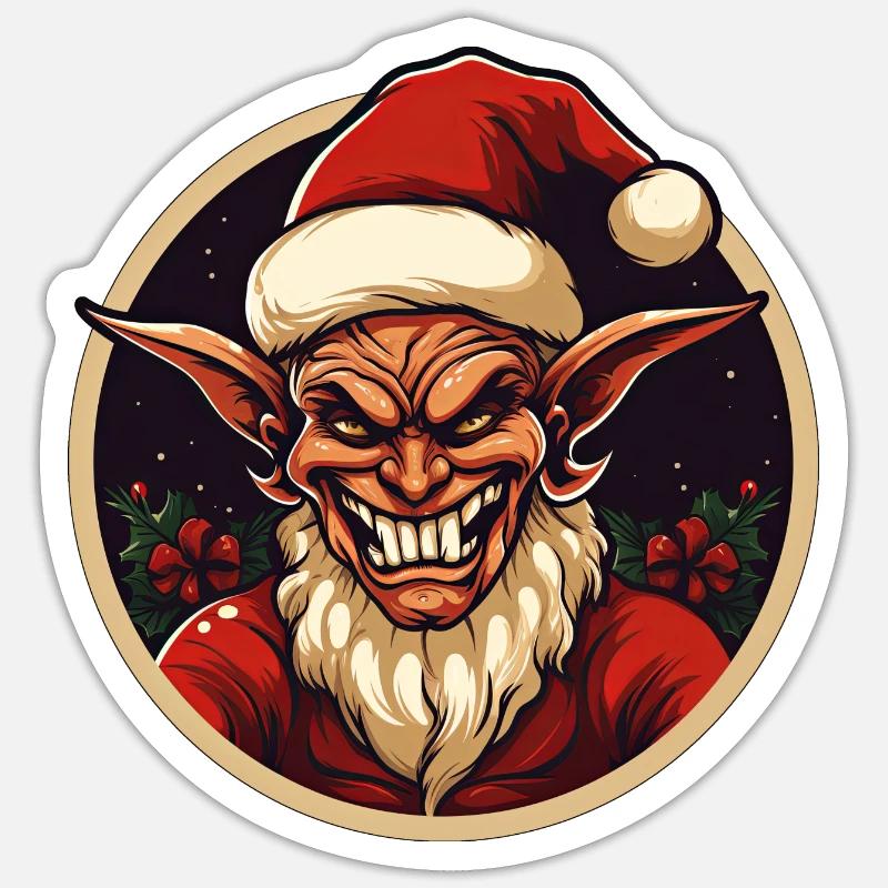 Noël du diable - Sticker taille S (10 x 10 cm) - blanc mat