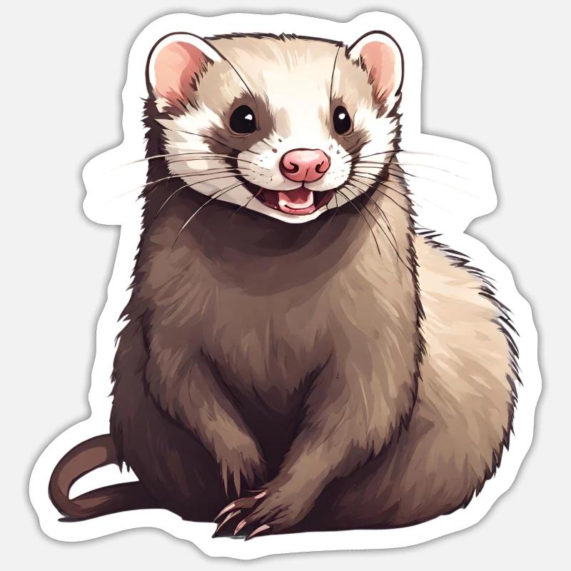 Frettchen - Sticker Größe S (10 x 10 cm) - Mattweiß