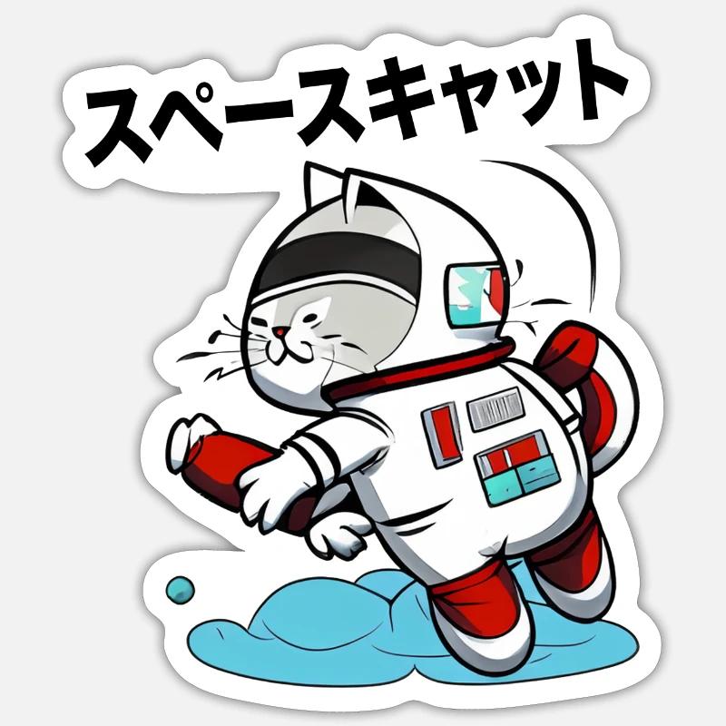 SPACE CAT JAPANISCH Sticker Größe S (10 x 10 cm)