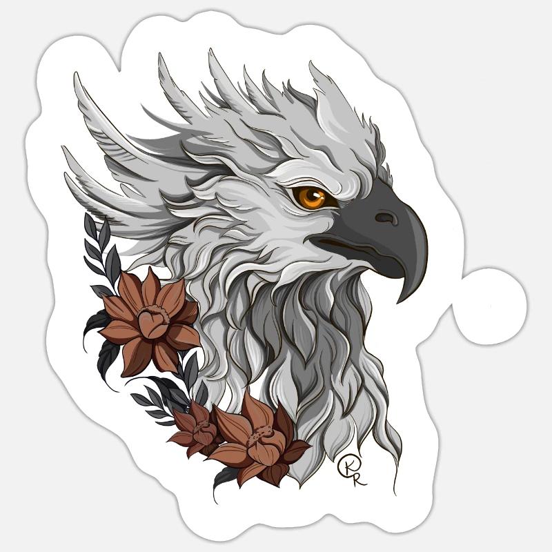 Griffon Floral - Sticker taille S (10 x 10 cm) - blanc mat
