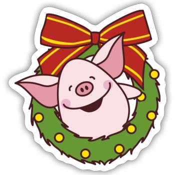 Sticker Schweine - Sticker Größe S (10 x 10 cm) - Mattweiß - Vorne
